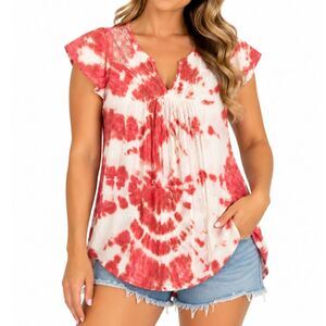 Knox Rose Women’s Tie Dye Lace Yoke Top | Size XS